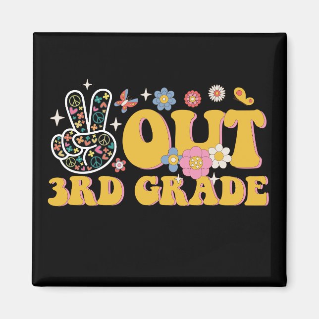 Peace Out 3rd Grade Groovy Last Day Of School Magnet (Front)