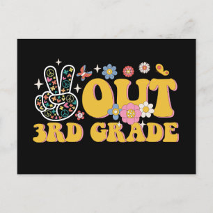 Peace Out 3rd Grade Groovy Last Day Of School Postcard
