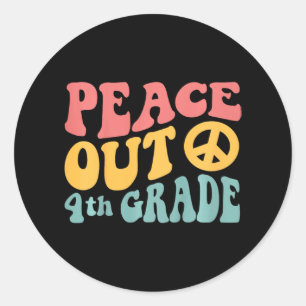 Peace Out 4th Grade Funny Retro 70's Last Day Of 4 Classic Round Sticker