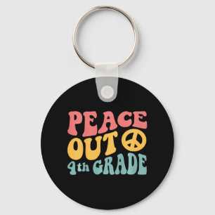 Peace Out 4th Grade Funny Retro 70's Last Day Of 4 Keychain