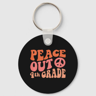 Peace Out 4th Grade Funny Retro 70's Last Day Of 4 Keychain