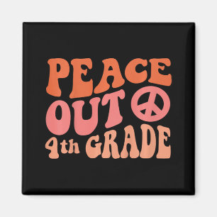 Peace Out 4th Grade Funny Retro 70's Last Day Of 4 Magnet