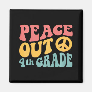 Peace Out 4th Grade Funny Retro 70's Last Day Of 4 Magnet