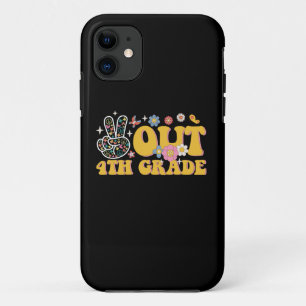 Peace Out 4th Grade Groovy Last Day Of School iPhone 11 Case