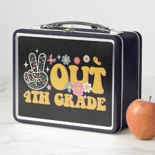 Peace Out 4th Grade Groovy Last Day Of School Metal Lunch Box