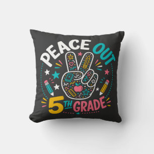 Peace Out 5th Grade Class of 2026 Graduation Throw Pillow