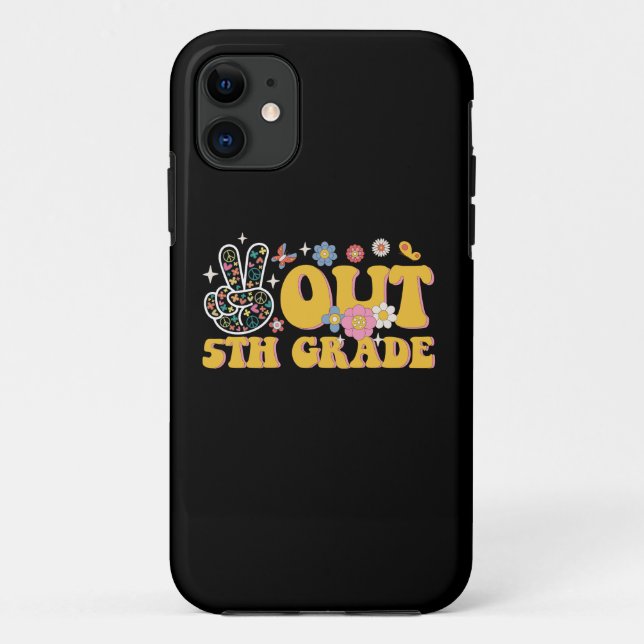 Peace Out 5th Grade Groovy Last Day Of School Case-Mate iPhone Case (Back)