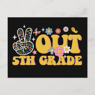 Peace Out 5th Grade Groovy Last Day Of School Postcard