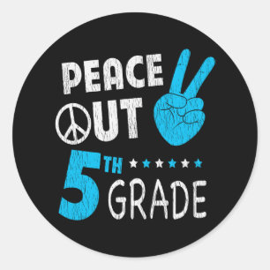 Peace Out 5th Grade Last Day of School Student Classic Round Sticker