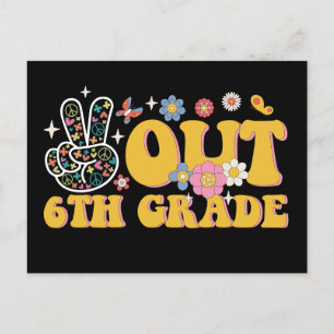 Peace Out 6th Grade Groovy Last Day Of School Postcard