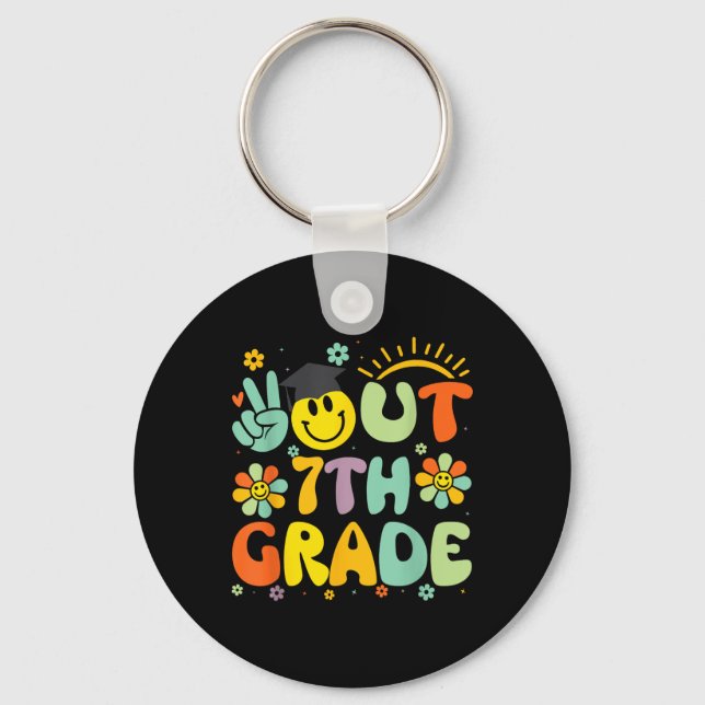 Peace Out 7th Grade Cl Of 2025 Goodbye Graduation  Keychain (Front)
