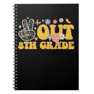 Peace Out 8th Grade Groovy Last Day Of School Notebook