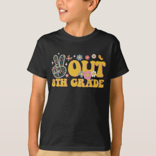 Peace Out 8th Grade Groovy Last Day Of School T-Shirt