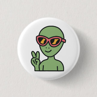 Peace Out Alien 1 Inch Round Button