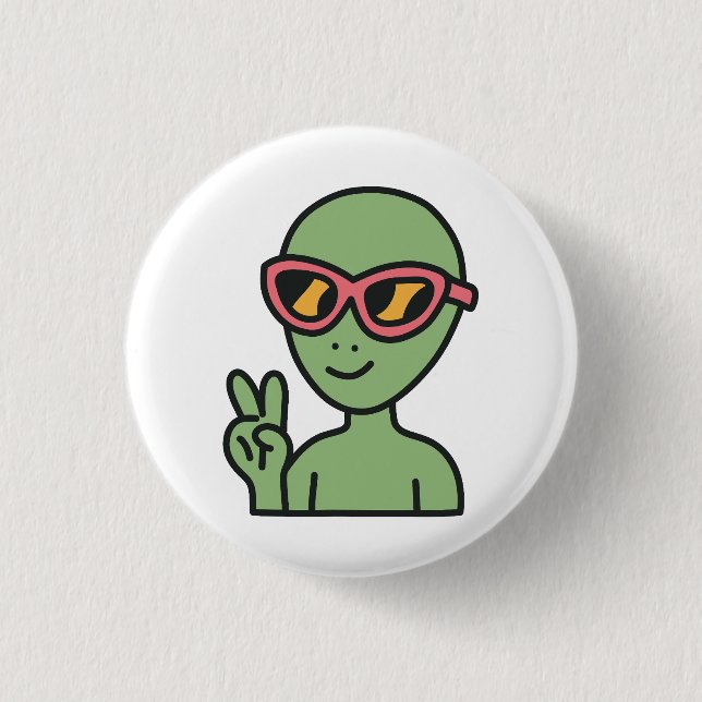 Peace Out Alien 1 Inch Round Button (Front)