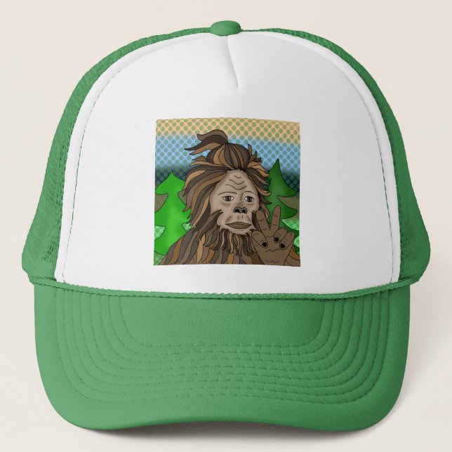 Peace Out Bigfoot Sasquatch   Trucker Hat (Front)