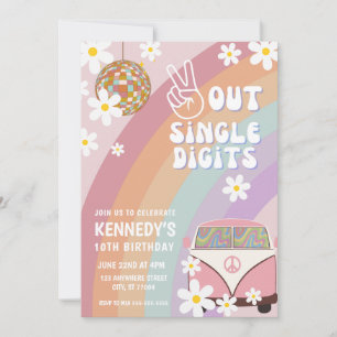 Peace Out Chiffres simples Invitation 10e annivers