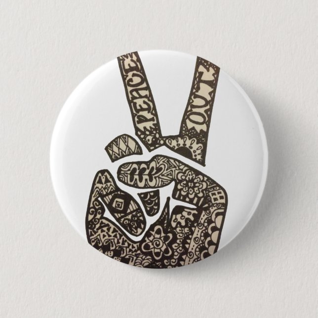 "Peace Out" Design 2 Inch Round Button (Front)