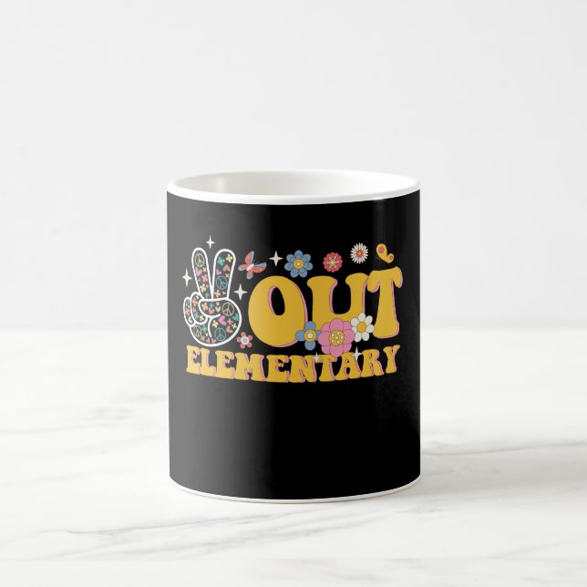 Peace Out Elementary Groovy Last Day Of School Coffee Mug (Center)