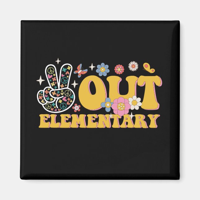 Peace Out Elementary Groovy Last Day Of School Magnet (Front)