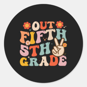 Peace Out Fifth 5Th Grade Class Of 2023 Bye 5Th Gr Classic Round Sticker