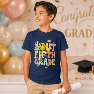 Peace Out Fifth Class of 2026 Colourful Kids Gradu T-Shirt