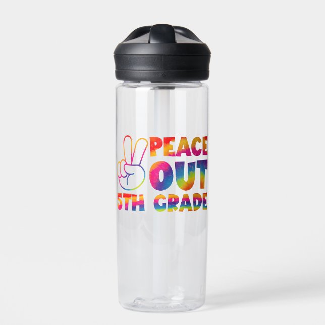 Peace Out Fifth Grade Tie Dye Last Day 5th Grade  Water Bottle (Front)