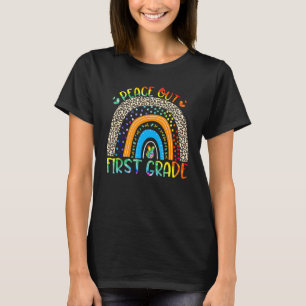 Peace Out First Grade Leopard Rainbow First Grade T-Shirt