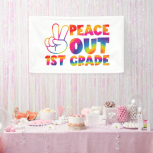 Peace Out First Grade Tie Dye Last Day 1st Grade  Banner