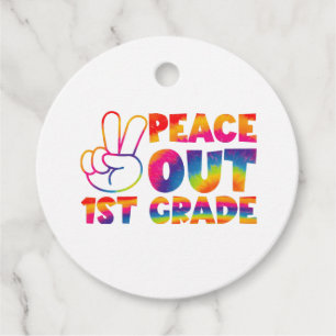Peace Out First Grade Tie Dye Last Day 1st Grade  Favour Tags