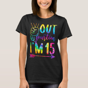 Peace Out Fourteen I'm 15 Tie Dye 15th Birthday Bo T-Shirt