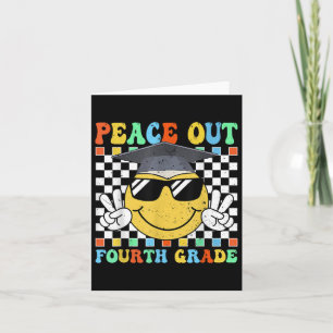 Peace Out Fourth Grade Groovy Graduation Last Day  Card
