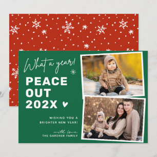 Peace Out Goodbye 2024 Happy New Year 2 Photo Holiday Card