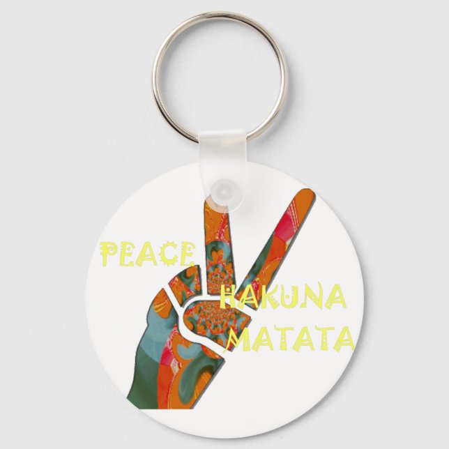 Peace Out: Hakuna Matata Vibes Sign Keychain (Front)