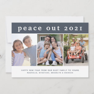 Peace Out Happy New Year Photo Holiday Card