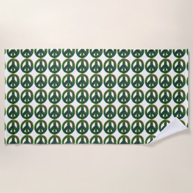 Peace Out in Greens Beach Towel (Front)