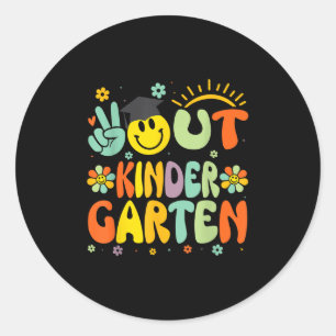 Peace Out Kindergarten Cl Of 2025 Goodbye Graduati Classic Round Sticker
