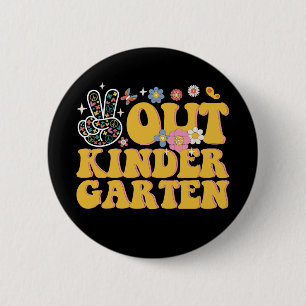 Peace Out Kindergarten Groovy Last Day Of School 2 Inch Round Button