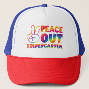 Peace Out Kindergarten Tie Dye Last Day Of School Trucker Hat