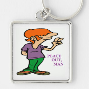 "PEACE OUT, MAN" HIPPIE KEYCHAIN