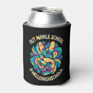 Peace Out Middle Hello High School School Tie Dye  Can Cooler