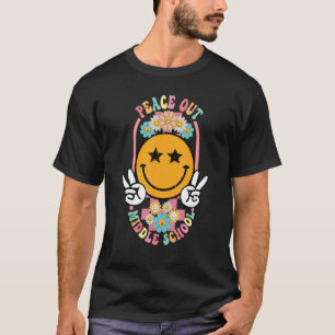 Peace Out Middle School Groovy Graduation Last Day T-Shirt