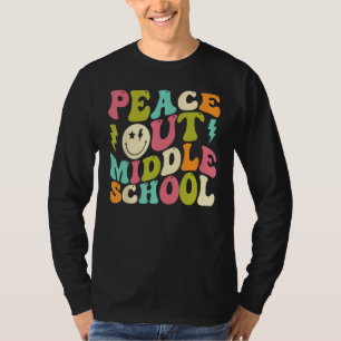 Peace Out Middle School Groovy Graduation Last Day T-Shirt
