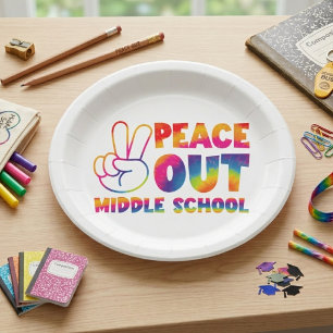 Peace Out Middle School Tie Dye Last Day Of School Paper Plate