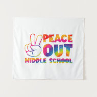 Peace Out Middle School Tie Dye Last Day Of School Tapestry
