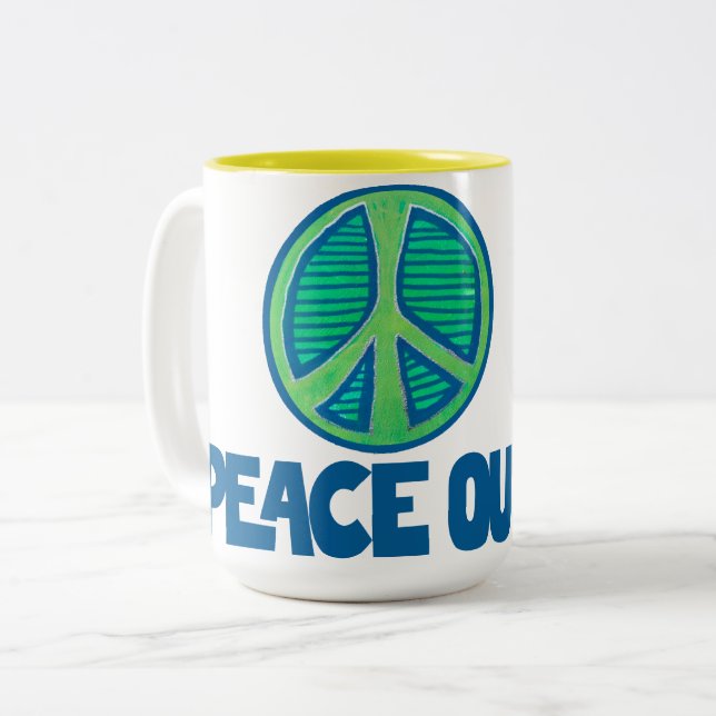 Peace Out Peace Sign                               Two-Tone Coffee Mug (Front Left)