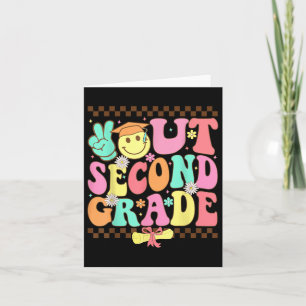 Peace Out Second Grade Last Day Of School Groovy 2 Card