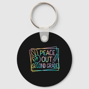 Peace Out Second Grade Last Day Of School Summer B Keychain