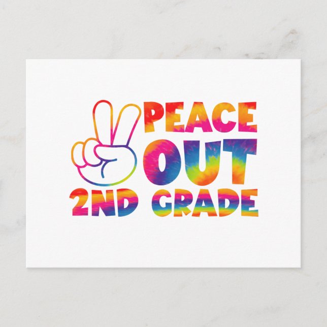 Peace Out Second Grade Tie Dye Last Day 2nd Grade  Postcard (Front)