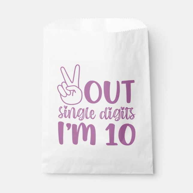 Peace Out Single Digits I'm 10! Favour Bag (Front)